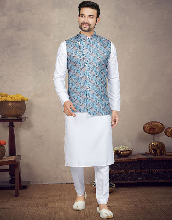 White Kurta Cotton Trouser Front View