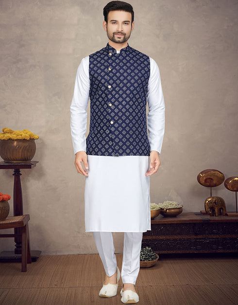 White Kurta Cotton Trouser Front View