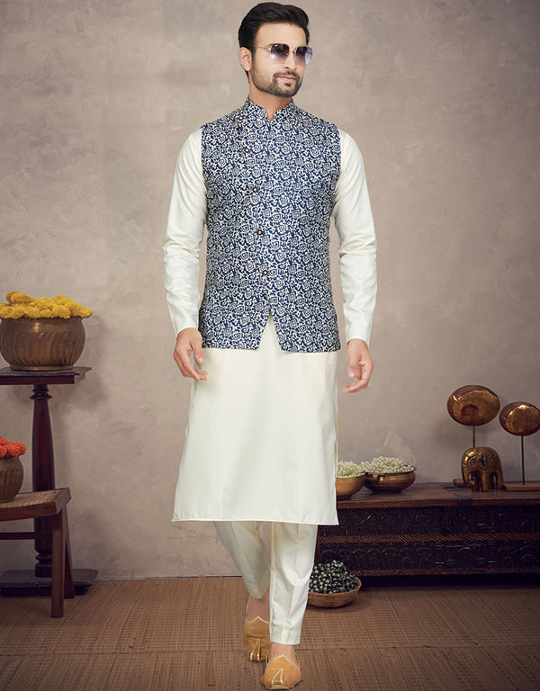 White Kurta Cotton Trouser Front View