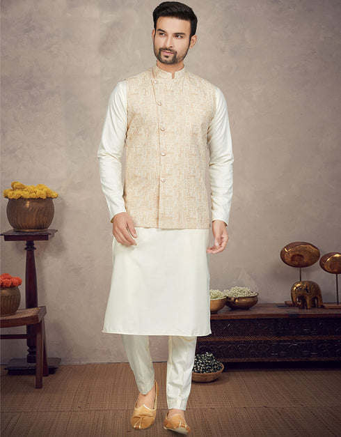 White Kurta Cotton Trouser Front View