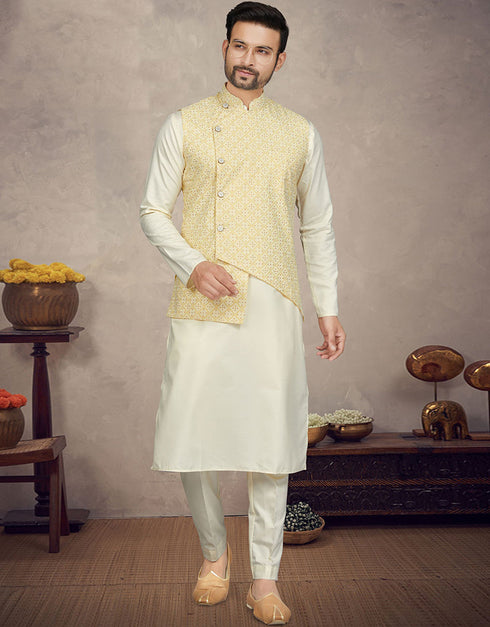 White Kurta Cotton Trouser Front View