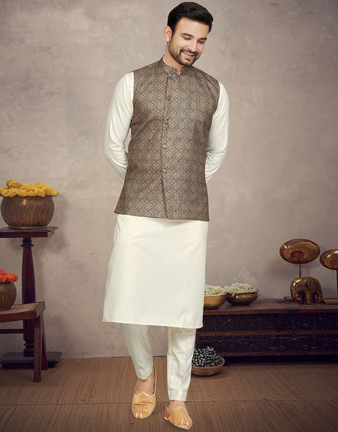 White Kurta Cotton Trouser Front View