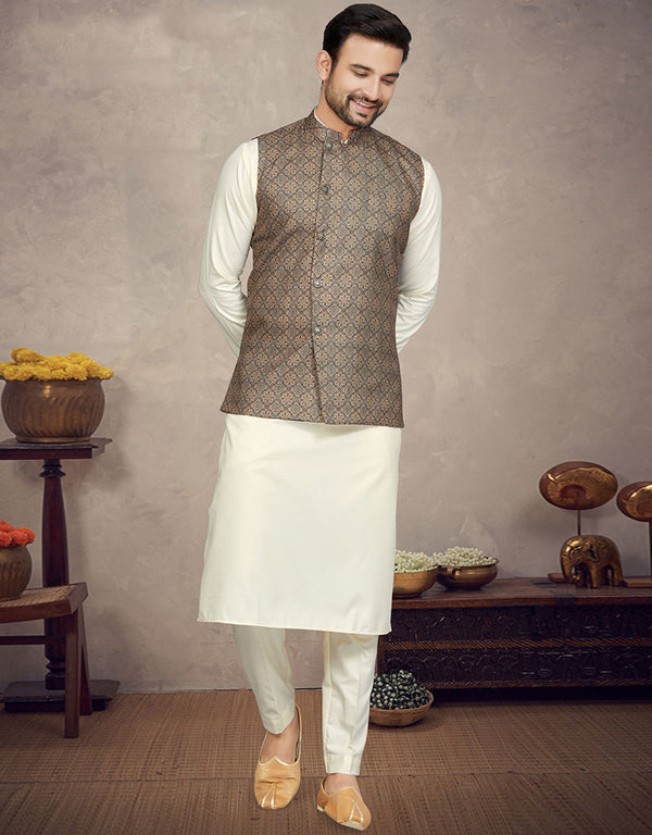 White Kurta Cotton Trouser Front View