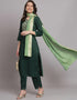 Traditional Function Wear Cotton Silk Readymade Salwar Suit Green Cotton Silk Blend Pant Straight Close-up View