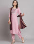 Traditional Function Wear Cotton Silk Readymade Salwar Suit Pink Cotton Silk Blend Pant Straight Close-up View
