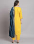 Traditional Function Wear Cotton Silk Readymade Salwar Suit Yellow Cotton Silk Blend Pant Straight Back View