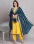 Traditional Function Wear Cotton Silk Readymade Salwar Suit Yellow Cotton Silk Blend Pant Straight Front View