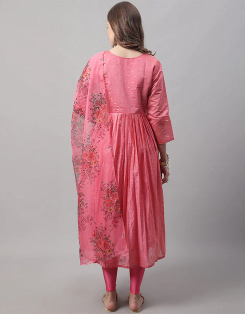 Designer Party Wear Heavy Chanderi Modal Butti Salwar Suit Pink Chanderi Modal Butti Pant Straight Side View