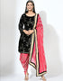 Traditional Party Wear Heavy Viscose Velvet Salwar Suit Black Viscose Velvet Patiyala Straight Front View