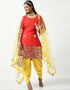 Traditional Party Wear Heavy Viscose Velvet Salwar Suit Red Viscose Velvet Patiyala Straight Front View