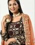 Traditional Party Wear Heavy Viscose Velvet Salwar Suit Brown Viscose Velvet Patiyala Straight Close-up View