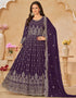 Traditional Party Wear Heavy Salwar Suit Purple Faux Georgette Pant Anarkali Back View