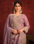 Traditional Party Wear Heavy Salwar Suit Lavender Viscose Organza Pant Straight Side View