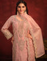 Traditional Party Wear Heavy Salwar Suit Peach Viscose Organza Pant Straight Back View