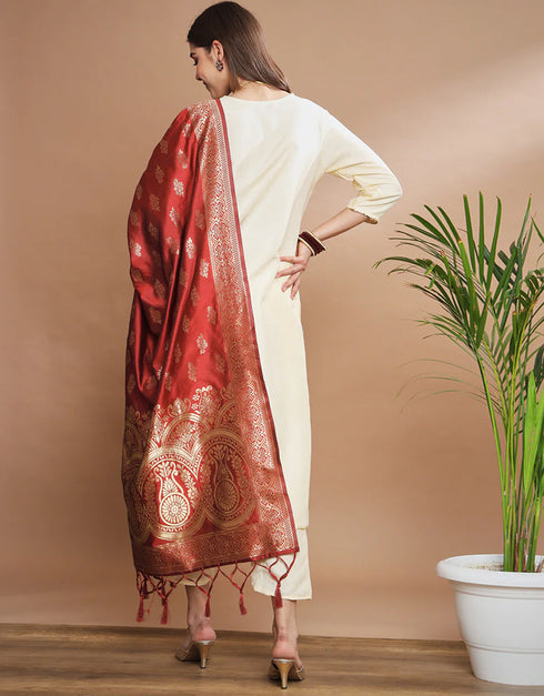 Designer Party Wear Cotton Silk Blend Salwar Suit Mustard Cotton Silk Blend Pant Straight Back View