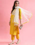 Designer Party Wear Silk Blend Salwar Suit Yellow Silk Blend Pant Straight Close-up View