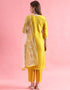 Designer Party Wear Silk Blend Salwar Suit Yellow Silk Blend Pant Straight Back View