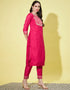 Designer Party Wear Silk Blend Salwar Suit Pink Silk Blend Pant Straight Back View