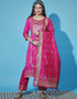Designer Party Wear Cotton Silk Readymade Suit Pink Cotton Silk Jacquard Pant Straight Front View