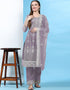 Designer Party Wear Pakistani Salwar Suit Violet Net Pant Straight Front View