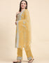 Designer Party Wear Pakistani Salwar Suit Yellow Net Pant Straight Close-up View