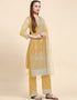 Designer Party Wear Pakistani Salwar Suit Yellow Net Pant Straight Back View