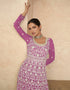 Designer Party Wear Anarkali Salwar Suit Pink Faux Georgette Pant Anarkali Close-up View