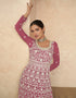 Designer Party Wear Anarkali Salwar Suit Mauve Faux Georgette Pant Anarkali Close-up View