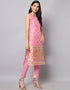 Designer Party Wear Cotton Silk Jacquard Salwar Suit Baby Pink Cotton Silk Jacquard Pant Straight Back View
