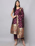 Designer Party Wear Cotton Silk Jacquard Salwar Suit Purple Cotton Silk Jacquard Pant Straight Close-up View