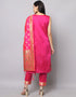 Designer Party Wear Cotton Silk Jacquard Salwar Suit Dark Pink Cotton Silk Jacquard Pant Straight Side View