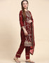 Traditional Party Wear Designer Salwar Suit Maroon Faux Georgette Pant Straight Close-up View