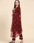Traditional Party Wear Designer Salwar Suit Maroon Faux Georgette Pant Straight Back View