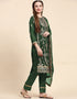 Traditional Party Wear Designer Salwar Suit Green Faux Georgette Pant Straight Close-up View