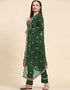 Traditional Party Wear Designer Salwar Suit Green Faux Georgette Pant Straight Back View
