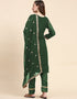 Traditional Party Wear Designer Salwar Suit Green Faux Georgette Pant Straight Side View