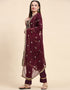 Traditional Party Wear Designer Salwar Suit Purple Faux Georgette Pant Straight Back View