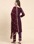 Traditional Party Wear Designer Salwar Suit Purple Faux Georgette Pant Straight Side View