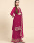 Traditional Party Wear Designer Salwar Suit Pink Faux Georgette Palazzo Straight Back View