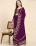 Traditional Party Wear Designer Salwar Suit Purple Faux Georgette Palazzo Straight Close-up View