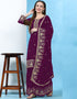 Traditional Party Wear Designer Salwar Suit Purple Faux Georgette Palazzo Straight Front View