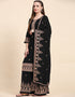 Traditional Party Wear Designer Salwar Suit Black Faux Georgette Palazzo Straight Close-up View