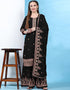 Traditional Party Wear Designer Salwar Suit Black Faux Georgette Palazzo Straight Front View