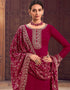 Traditional Party Wear Designer Salwar Suit Maroon Faux Georgette Pant Straight Close-up View