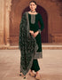 Traditional Party Wear Designer Salwar Suit Green Faux Georgette Pant Straight Front View