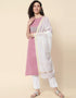 Party Wear Readymade Cotton Blend Kurta Suit Lavender Cotton Blend Pant Straight Front View