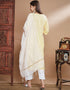 Party Wear Readymade Cotton Blend Kurta Suit Yellow Cotton Blend Pant Straight Side View