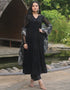 Traditional Party Wear Heavy Faux Blooming Readymade Suit Black Faux Blooming Pant Anarkali Back View