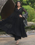 Traditional Party Wear Heavy Faux Blooming Readymade Suit Black Faux Blooming Pant Anarkali Side View