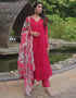 Traditional Party Wear Heavy Faux Blooming Readymade Suit Rani Faux Blooming Pant Anarkali Close-up View